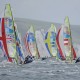 Fleet, competing today, 30.07.12, in the Men's Skiff (49er) event in The London 2012 Olympic Sailing Competition.